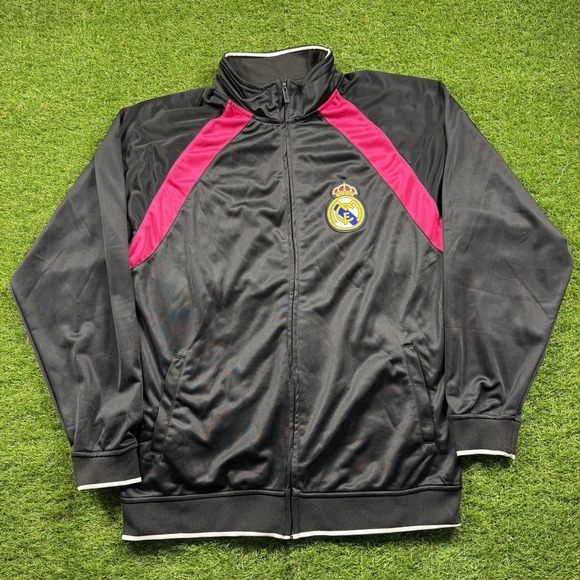 Real Madrid Other - Real Madrid Jacket‎ Mens XL Black Pink Track Full Zip Embroidered Shimmer Y2K